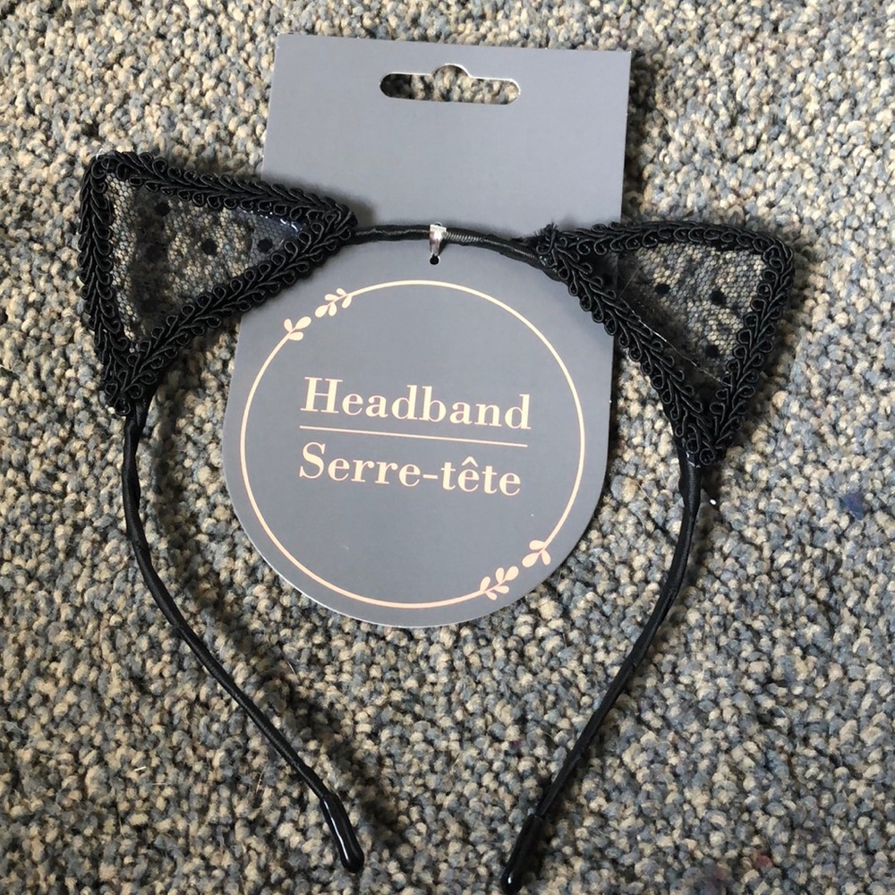 Cat Ears Black Cat Polka Dot & Lace Ears